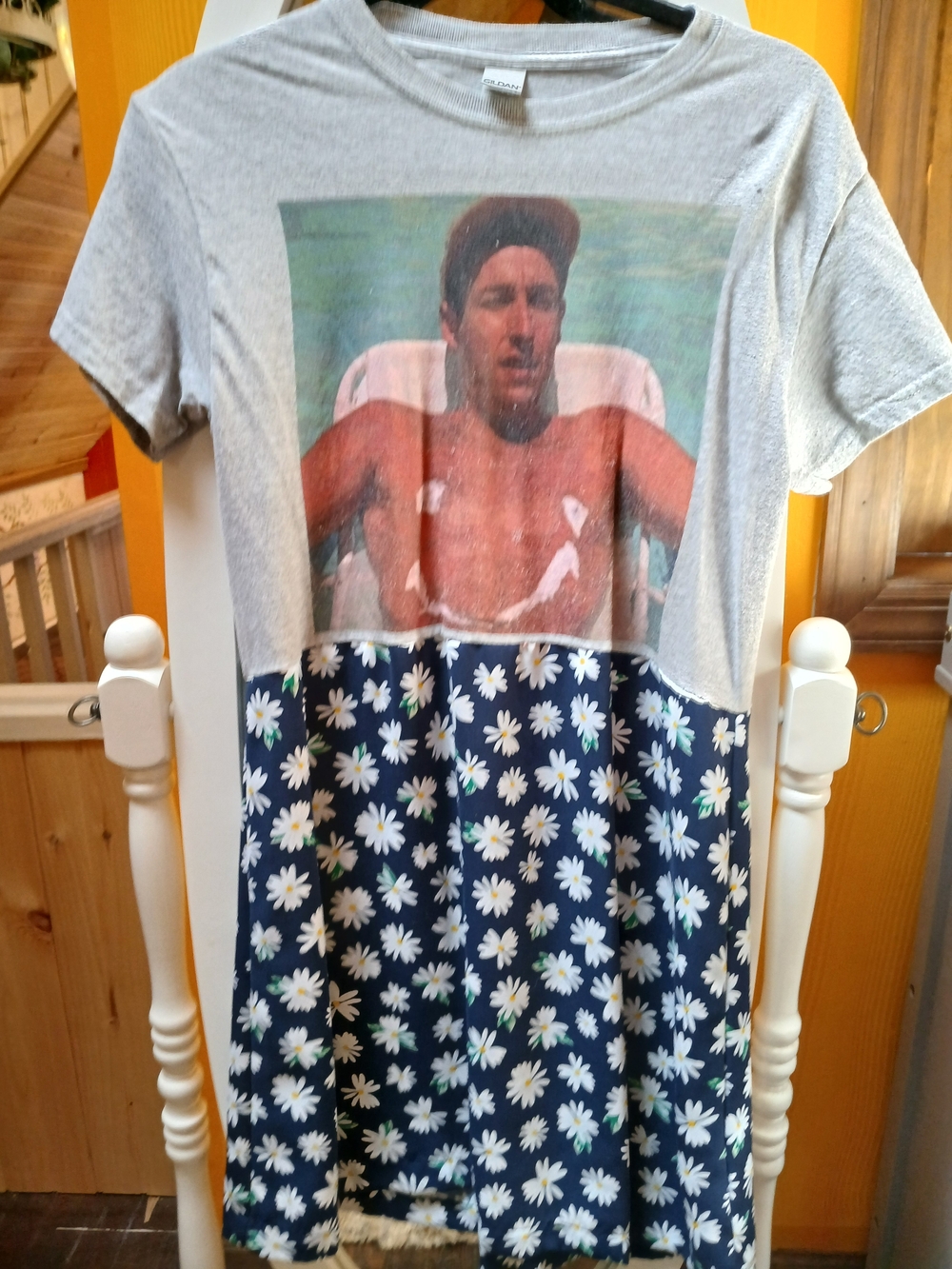 Billy Madison Graphic Daisy Panel T‑Shirt Dress - Grey & Navy